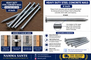 Heavy Duty Steel Concrete Nails 4 Inch | Concrete Nails | Steel Nails | Cement Nails | Masonry Nails