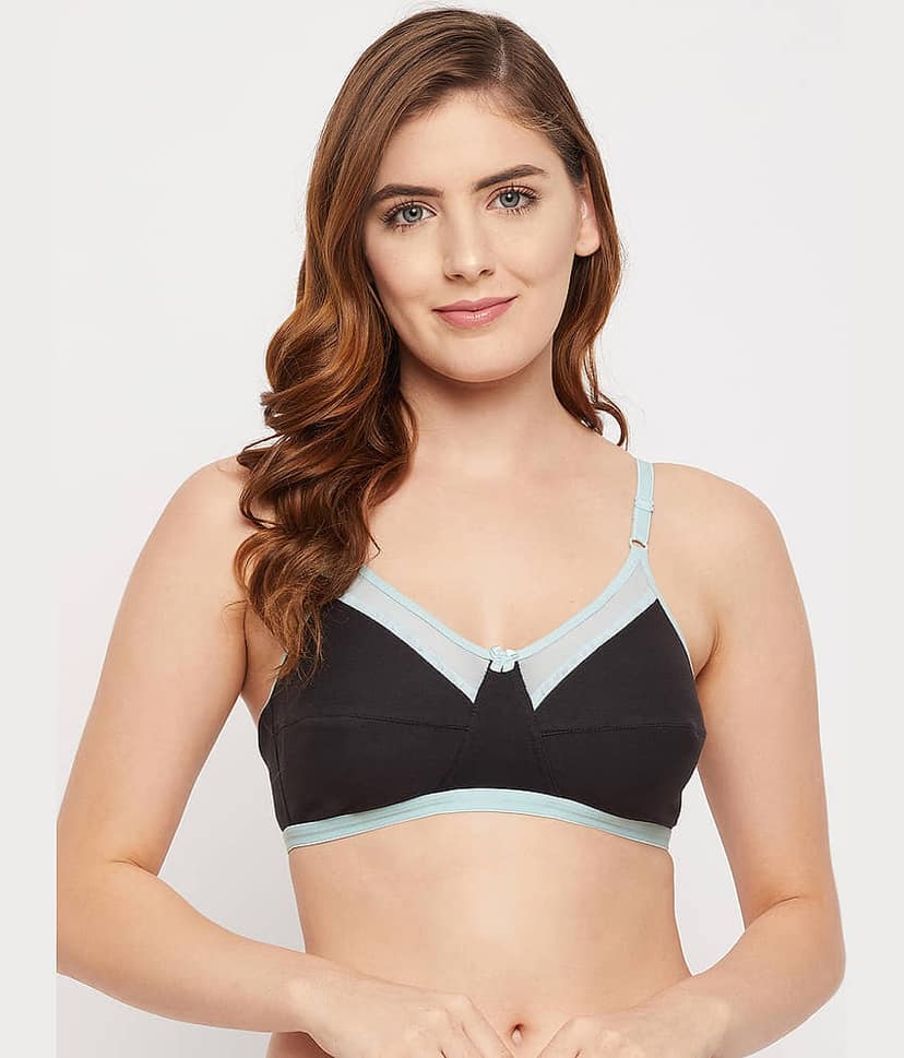 Clovia Cotton Blend Non Padded Women's Everyday Bra ( Black )