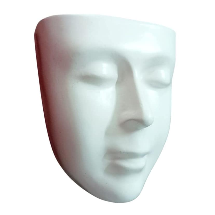 DZIGN Hanging Wall Planter, Face Planter, Balcony Planter, Wall Hanging Indoor Planter, Outdoor Planter, White Head Planter for Home Decor and Garden Hanging. White Male Face Planter Pack of 1. view 2