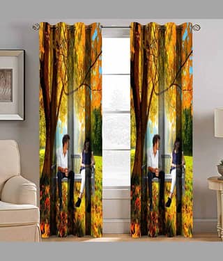 BELLA TRUE Single Door Semi-Transparent Eyelet Polyester Curtains Multi Color