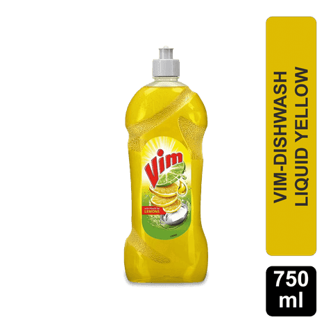 Vim Dishwash Liquid Yellow, 750 ml Bottle view 2