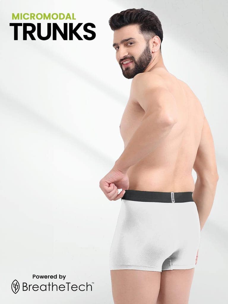 FREECULTR Men's Underwear Anti Bacterial Micromodal Airsoft Trunk - Non Itch No Chaffing Sweat Proof - Pack of 1-Cloud White view 4