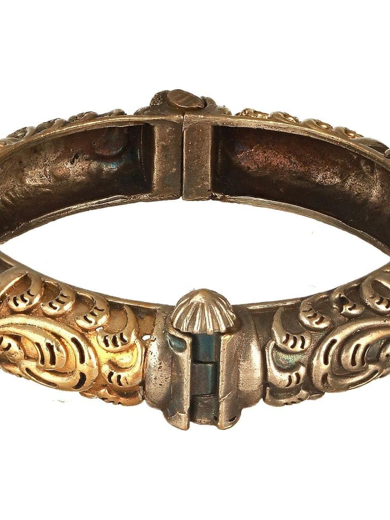 Silver Dual Toned Oxidised Filigree Minimal Stacks Bangle Kada Bracelet view 8