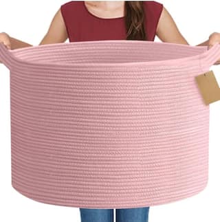 Generic Cotton Pack Of_1 14x12 Inch Storage Basket For Clothes With Out Lid (Pink)-PID66453