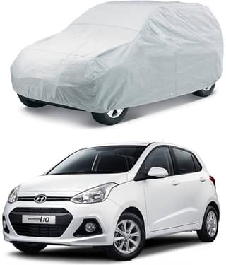 AutoRetail Car Body Cover for Hyundai Grand i10 [2014-2015] Without Mirror Pocket ( Pack of 1 ) , Silver