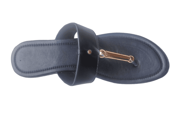 Black Flip-Flop Sandals with Gold Accent view 2