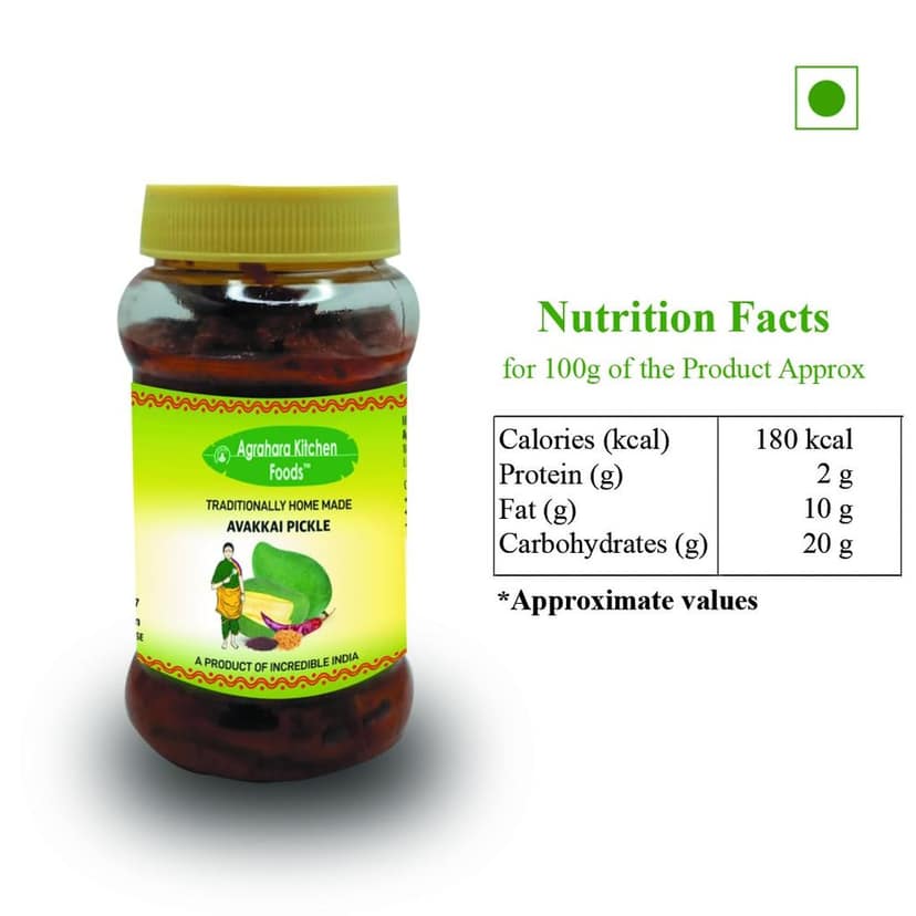 Agrahara Kitchen Foods Traditionally Home Made Avakkai Pickle, 300g view 2