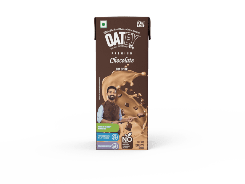 OATEY Chocolate Oat Drink - Non-dairy, Vegan, Nut/Soy free, No-added sugar, 200ml (Pack of 8)