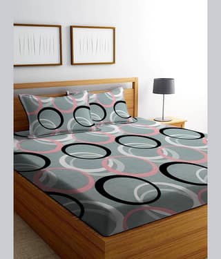 Panipat Textile Hub Cotton 1 King Fitted Bedsheet with 2 Pillow Covers ( 254 cm x 228 cm ) , Gray