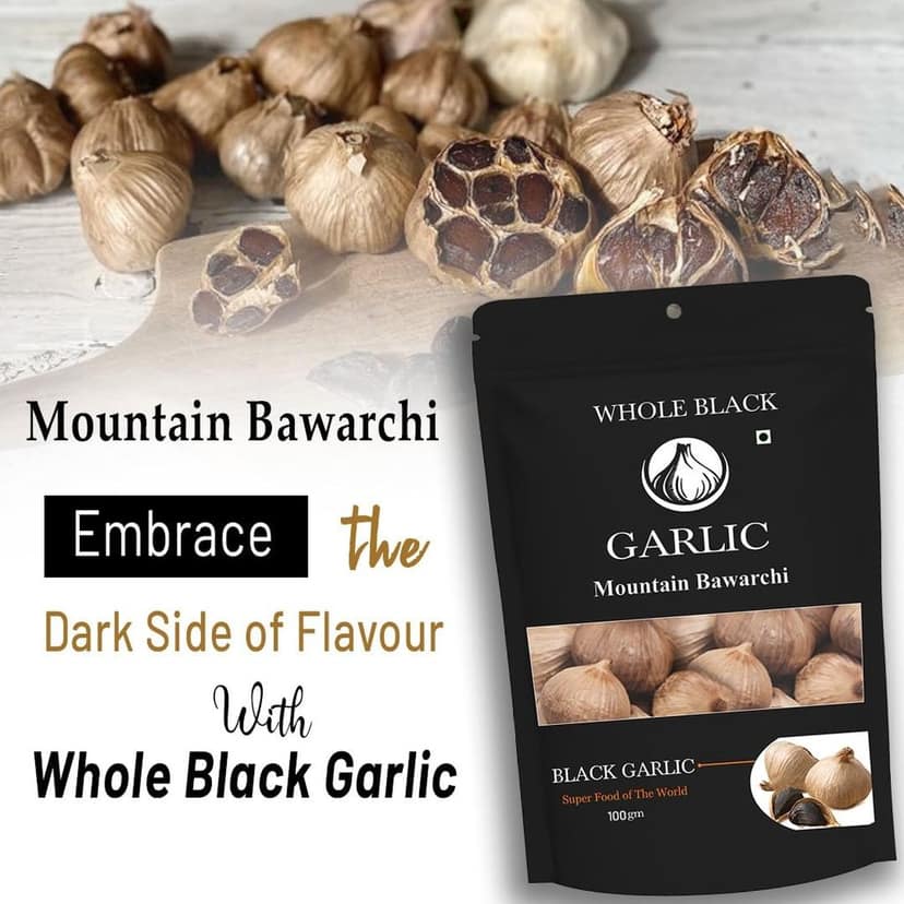 Mountain Bawarchi Black Garlic Whole | Garlic Non-Pungent Great Taste Highly Nutritious | No Added Preservative (100g) view 4