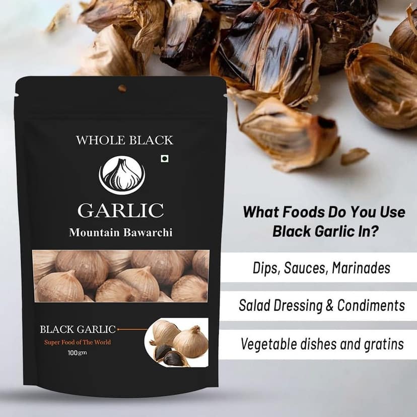 Mountain Bawarchi Black Garlic Whole | Garlic Non-Pungent Great Taste Highly Nutritious | No Added Preservative (100g) view 5