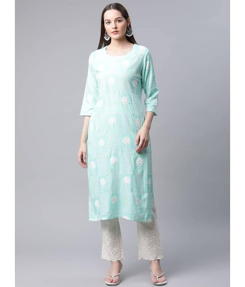 AMIRA'S INDIAN ETHNICWEAR - Green Straight Rayon Women's Stitched Salwar Suit ( Pack of 1 )