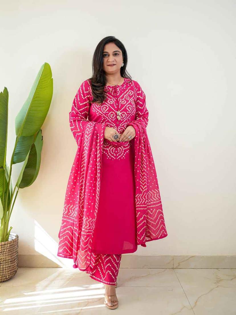 Bandhani Discharge Printed Suit Set