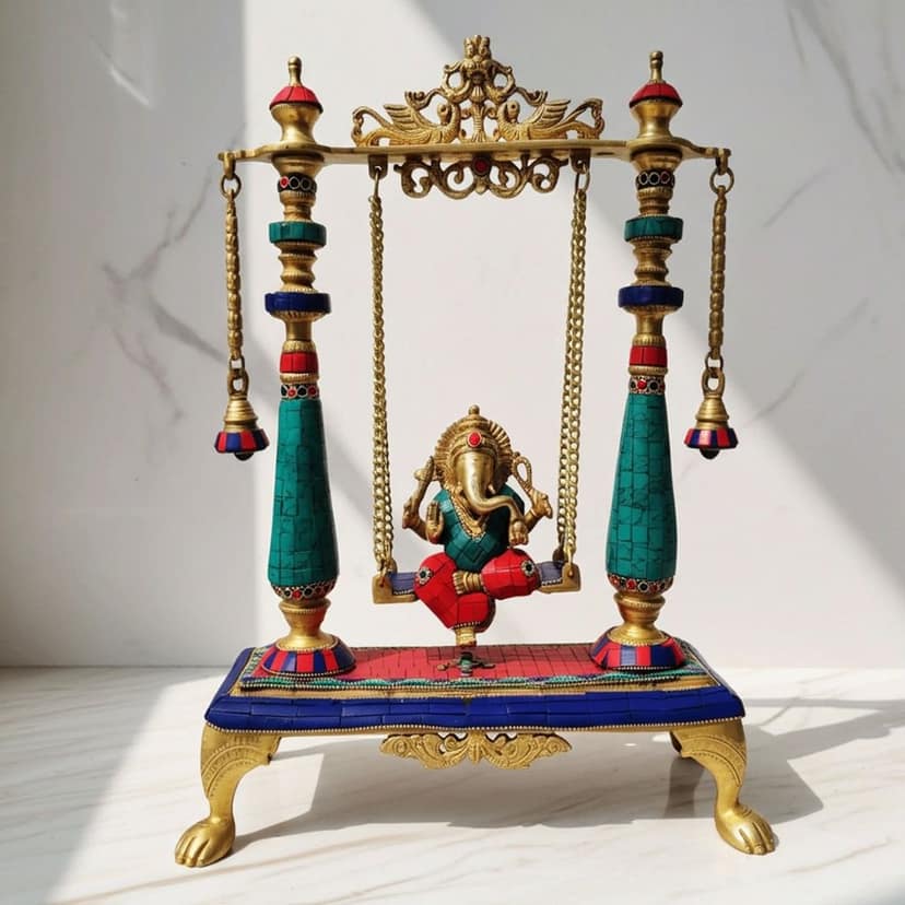 Brass Showpiece Ganesh Ji Jhula Statue (BSMAS375)