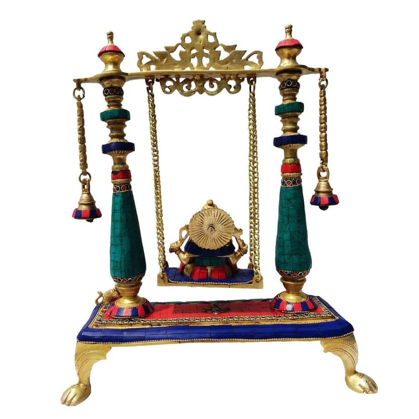 Brass Showpiece Ganesh Ji Jhula Statue (BSMAS375) view 3