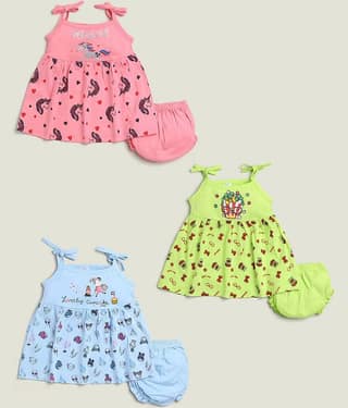 Mars Infiniti Pack of 3 Baby Girls Cotton Frock ( Yellow & Pink )