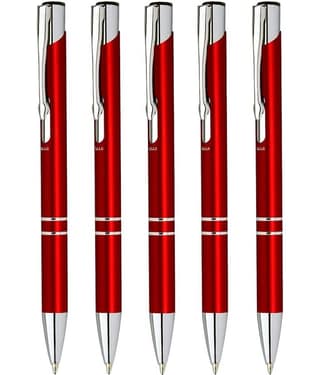 UJJi Gloss Red Color Retractable Pack of 5pcs (Blue Ink) Ball Pen