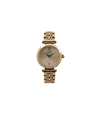 Qorum Katha Ladies Watch - Rose Gold Plated Stainless Steel Case With Rose Gold Dial
