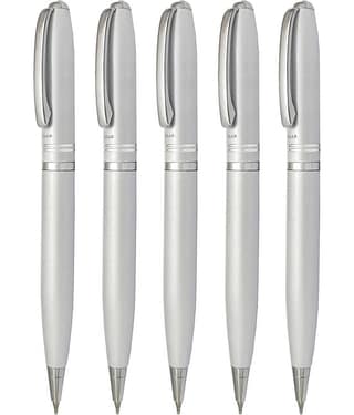 UJJi Two Ring White Color Twist On & Off Pack of 5pcs (Blue Ink) Ball Pen