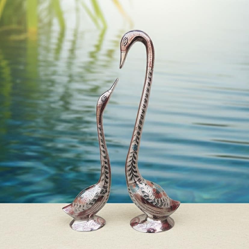 Premium Brass Duck Pair Decorative Showpiece for Office Desk, Height : 17.8 Inch (ANMAS220 A)