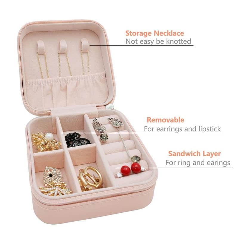 Jewelry Travel Organizer Box | Portable Jewellery Storage Case | Compact Jewelry Holder for Rings, Earrings, Necklaces & Accessories view 2