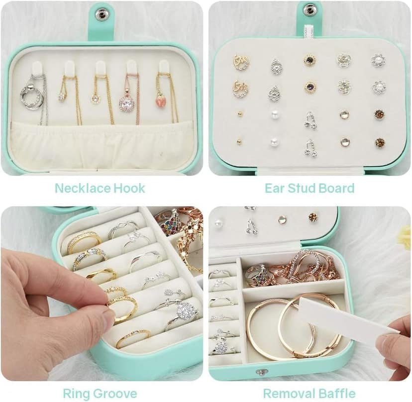 Jewelry Travel Organizer Box | Portable Jewellery Storage Case | Compact Jewelry Holder for Rings, Earrings, Necklaces & Accessories view 4