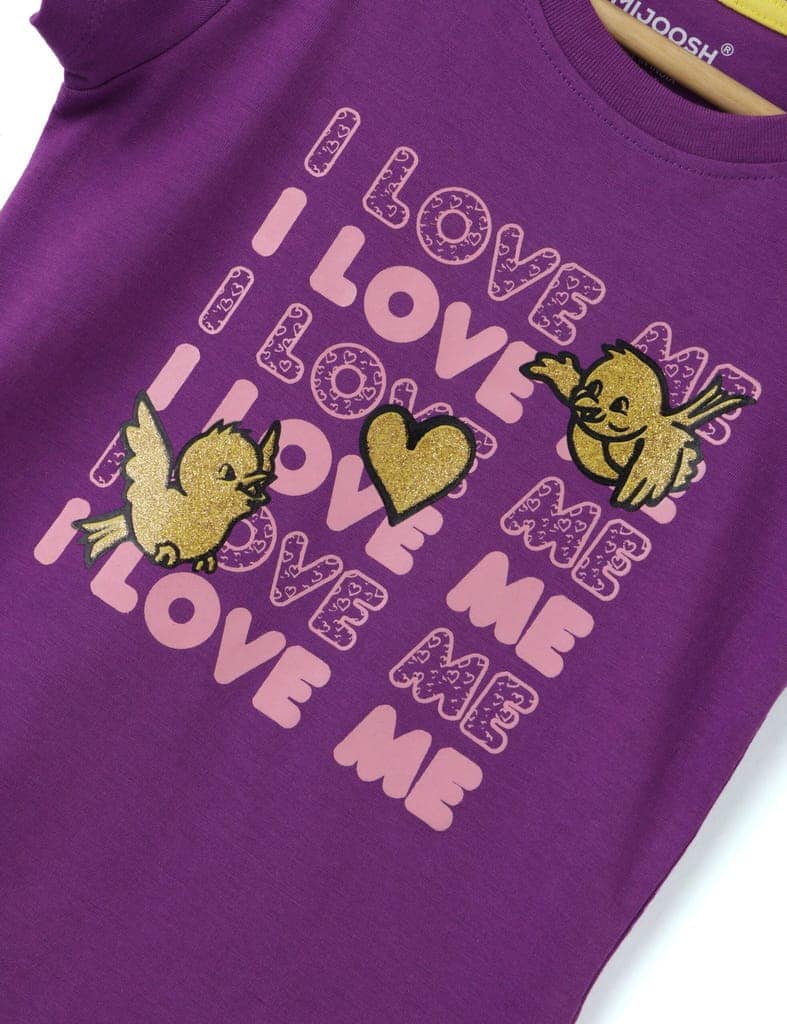 Girls T-Shirt Bonbon Pink / Sparking Grape Violet, Soft Cotton, Ages 2-6 (2pcs pack) view 3