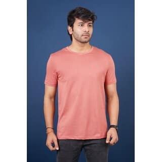 Redline Mens Brown Solid 100% Cotton Round Neck T-Shirt