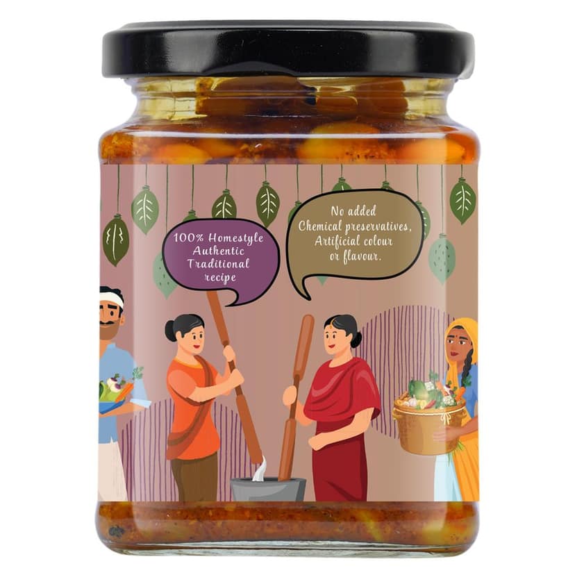 Organic Nation Garlic Pickle - Lahsun Achari Twist | Homestyle Indian Pickle | Authentic Traditional Taste | No Preservatives | 250g view 6