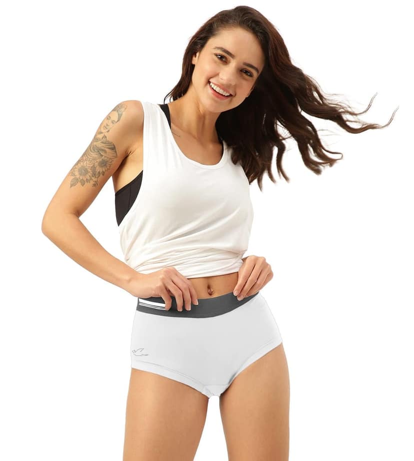 Freecultr Women's Underwear Antibacterial Micromodal Airsoft | Boxer Brief - Non-Itch, No Chafing, Sweat-Proof Comfort Pack of 1-Cloud White view 5