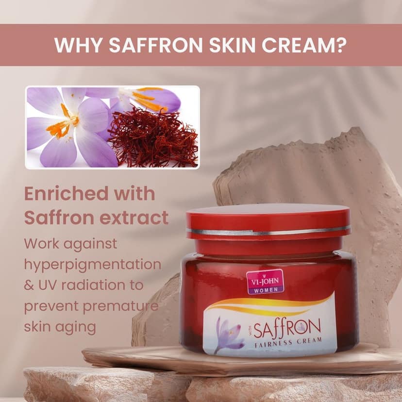 VI-JOHN Women Saffron Advanced Fairness Cream - 50 G (Pack Of 4 - 200 GM) view 2