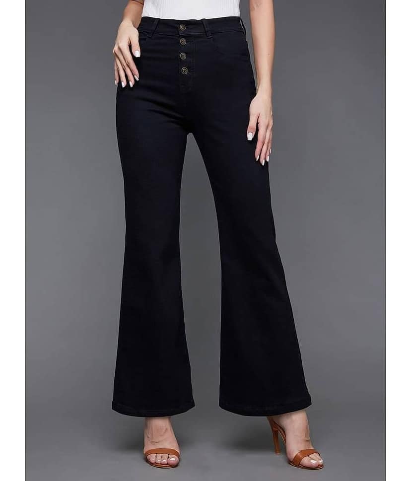Miss Chase - Black Denim Wide Leg Women's Jeans ( Pack of 1 )