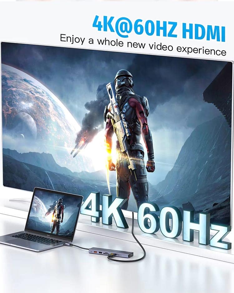 AUSHA 13-in-1 USB Type-C Docking Station | 4K HDMI, VGA, Gigabit Ethernet, 100W PD, Multi Card Reader, USB 3.0 Hub view 6