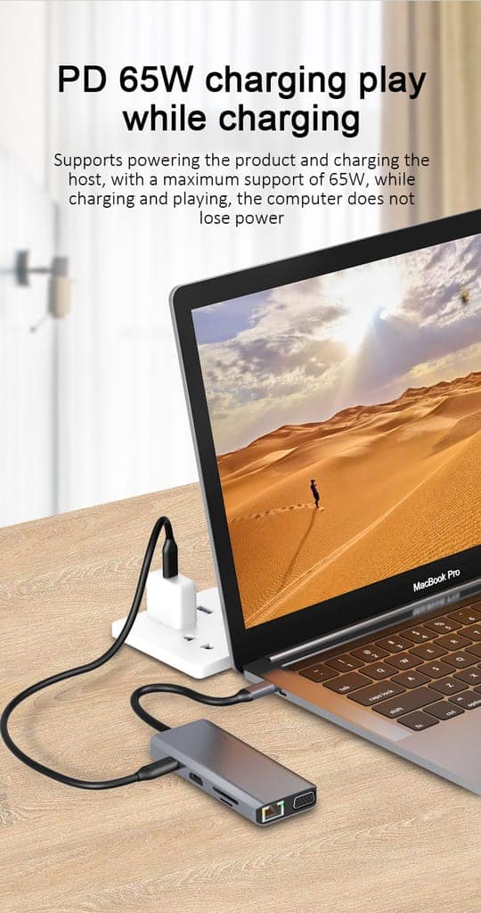 AUSHA 13-in-1 USB Type-C Docking Station | 4K HDMI, VGA, Gigabit Ethernet, 100W PD, Multi Card Reader, USB 3.0 Hub view 8