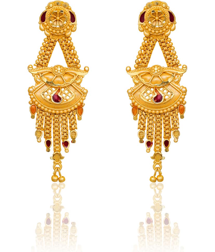 Drashti Collection Gold Danglers Earrings ( Pack of 1 ) view 2