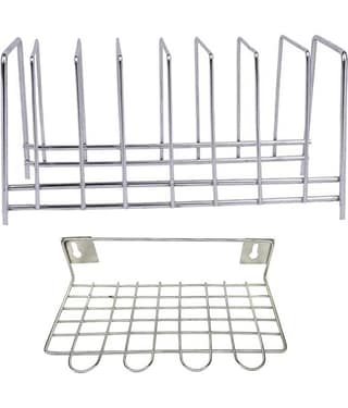 JISUN - Silver Stainless Steel Dish Racks ( Pack of 2 )