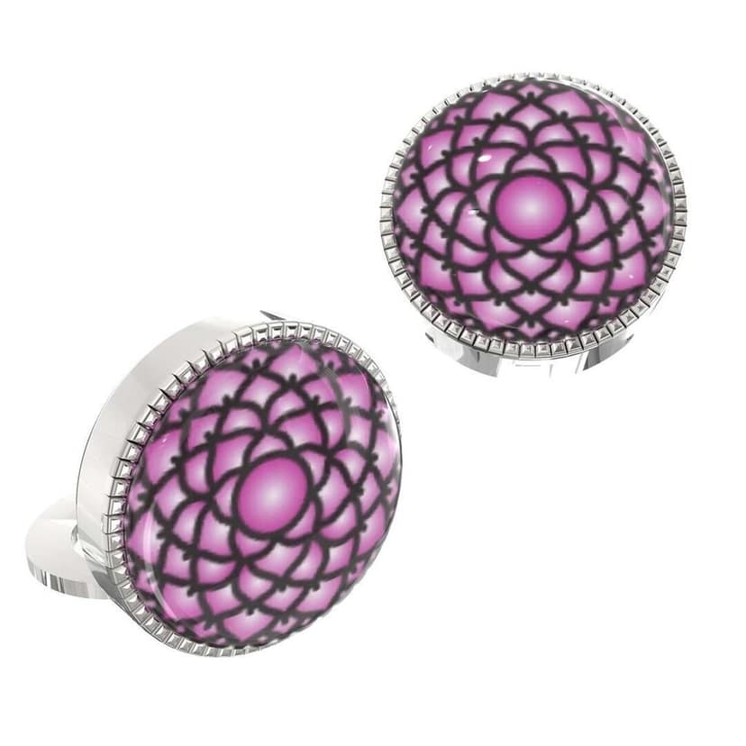 The Smart Buttons - Shirt Button Cover Cufflinks for Men - Crown Chakra Design Pattern view 2