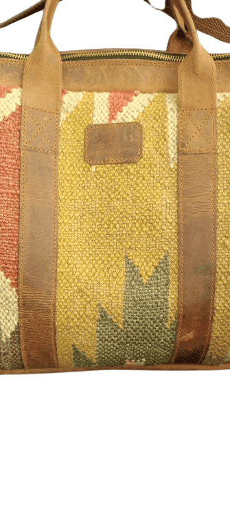 Ganpati Enterprise Handcrafted Leather with Jute Printed Laptop Messenger Bag view 4