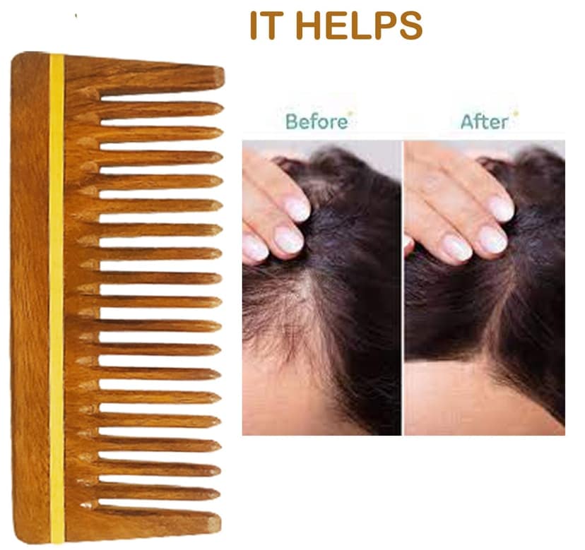 Neem Wooden Comb Set | Wide Tooth Comb for Women & Men | Detangling | Anti Dandruff | Hair Growth Combo Pack view 7