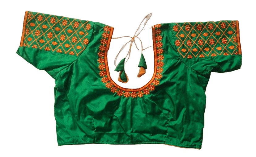 Green blouse with gota patti work