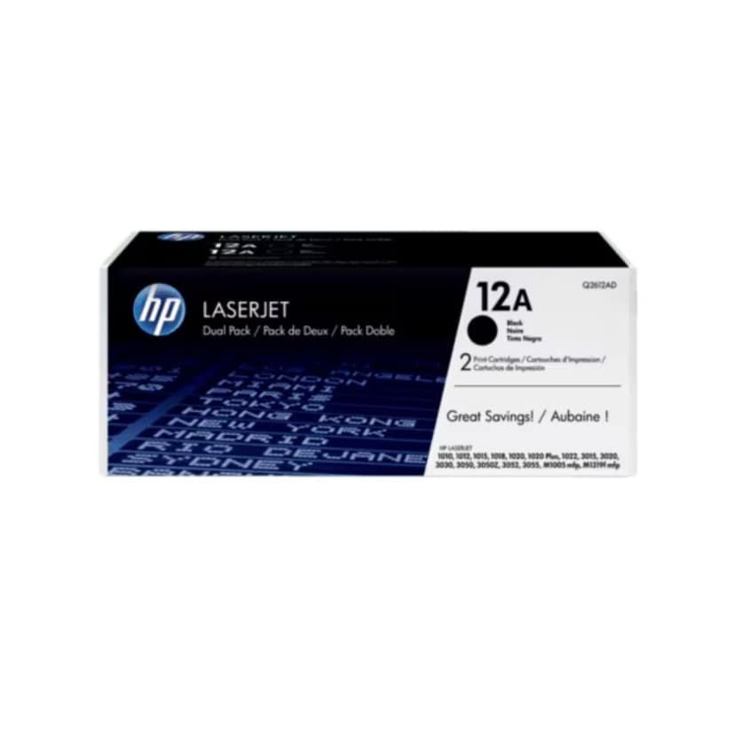 HP 12A 2-pack Black Original LaserJet Toner Cartridges (Q2612AF) view 3