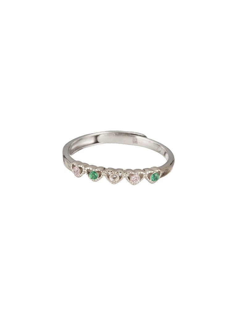 925 Sterling Silver Zircon & Pearl Embellished Minimal Engagement Adjustable Finger Ring view 6