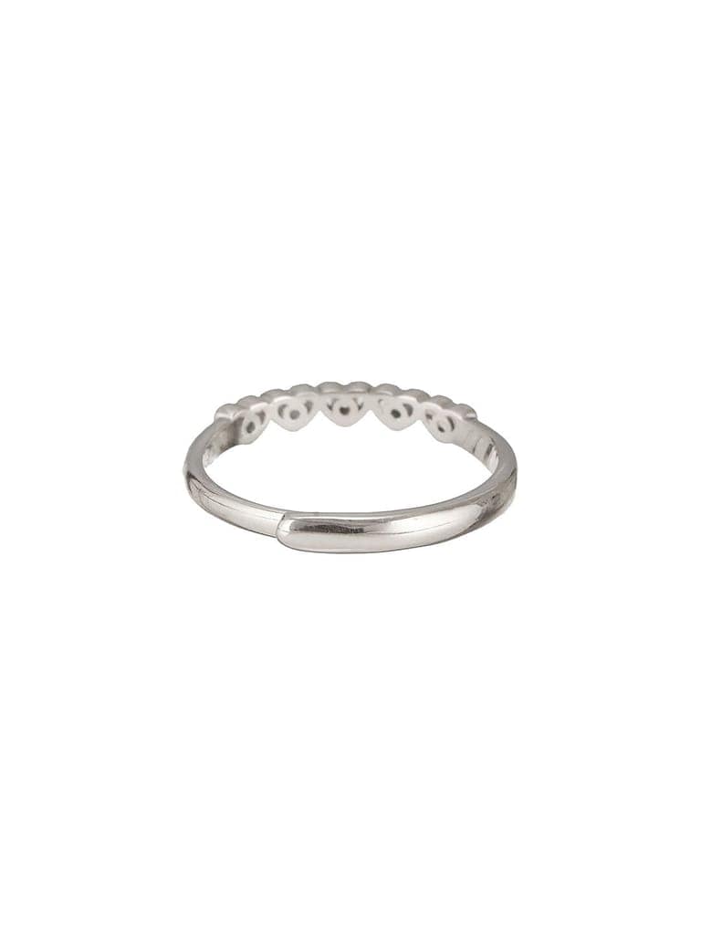 925 Sterling Silver Zircon & Pearl Embellished Minimal Engagement Adjustable Finger Ring view 7