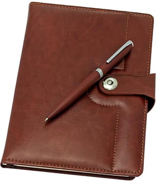 UJJi 2in1 Pen & Notebook Set Brown Colour in PU Leather with Magnetic Lock