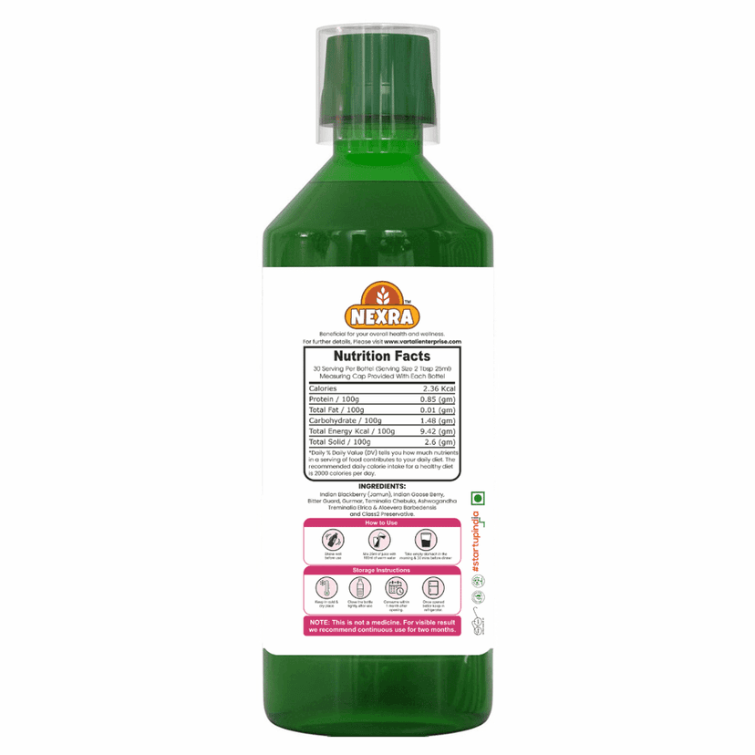 Nexra - Diabetes Easing Juice - 750ml | Made with 11 Herbs (Bitter Gouard, Goose Berry, Alovera) | Supports Blood Sugar Control, Natural Detox, Immune Boost | Blood Sugar Regulator view 3