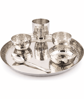Visaxmi VX-HMR-DS06 Plain Stainless Steel Dinner Set ( Pack of 6 ) Silver