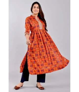 ZAMAISHA - Orange Rayon Women's A-line Kurti ( Pack of 1 )
