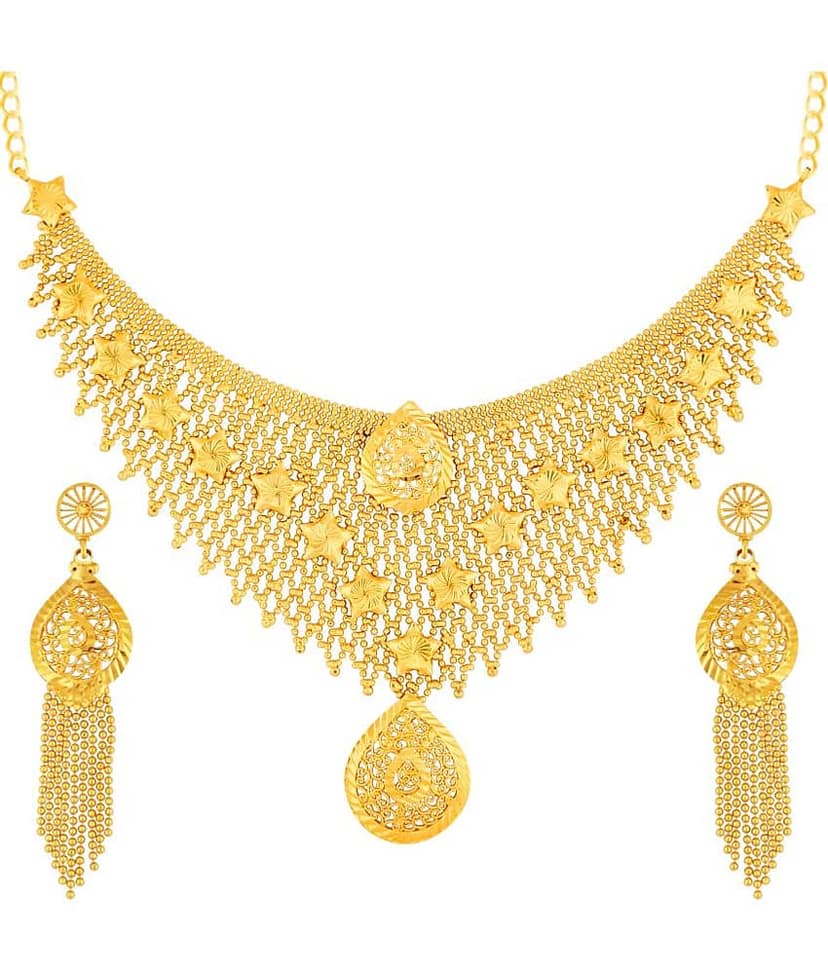 ShreejiHuff Alloy Golden Traditional Necklaces Set view 2