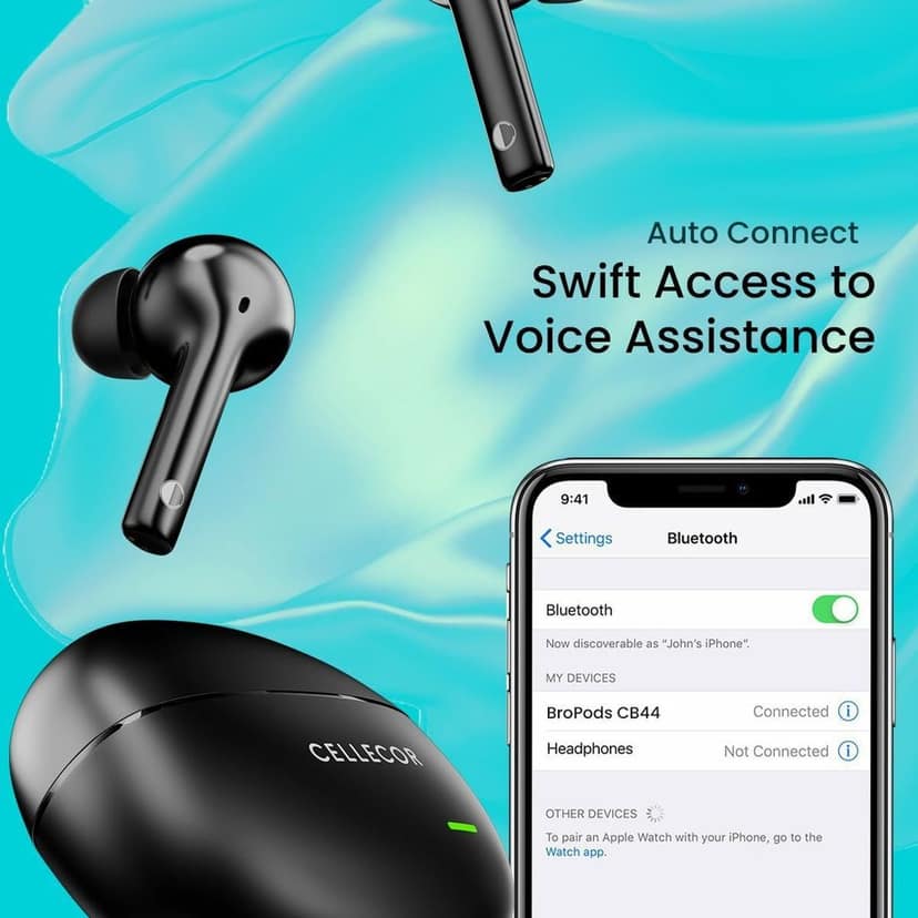 CELLECOR BroPods CB44 TWS with 35 Hours Playtime, ENC, Insta Wake N' Pair, HD Sound, 13mm Driver Truly Wireless (Black) view 4