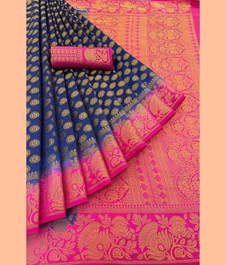 Prijari Banarasi Silk Woven Saree With Unstitched Blouse Piece ( Green )